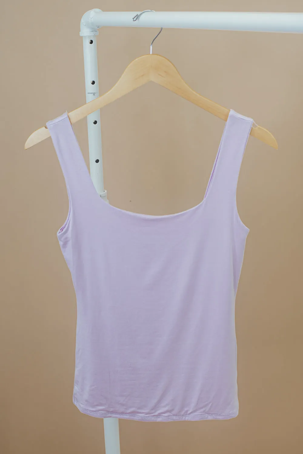 Double Layered Reg Length Tank, Lilac