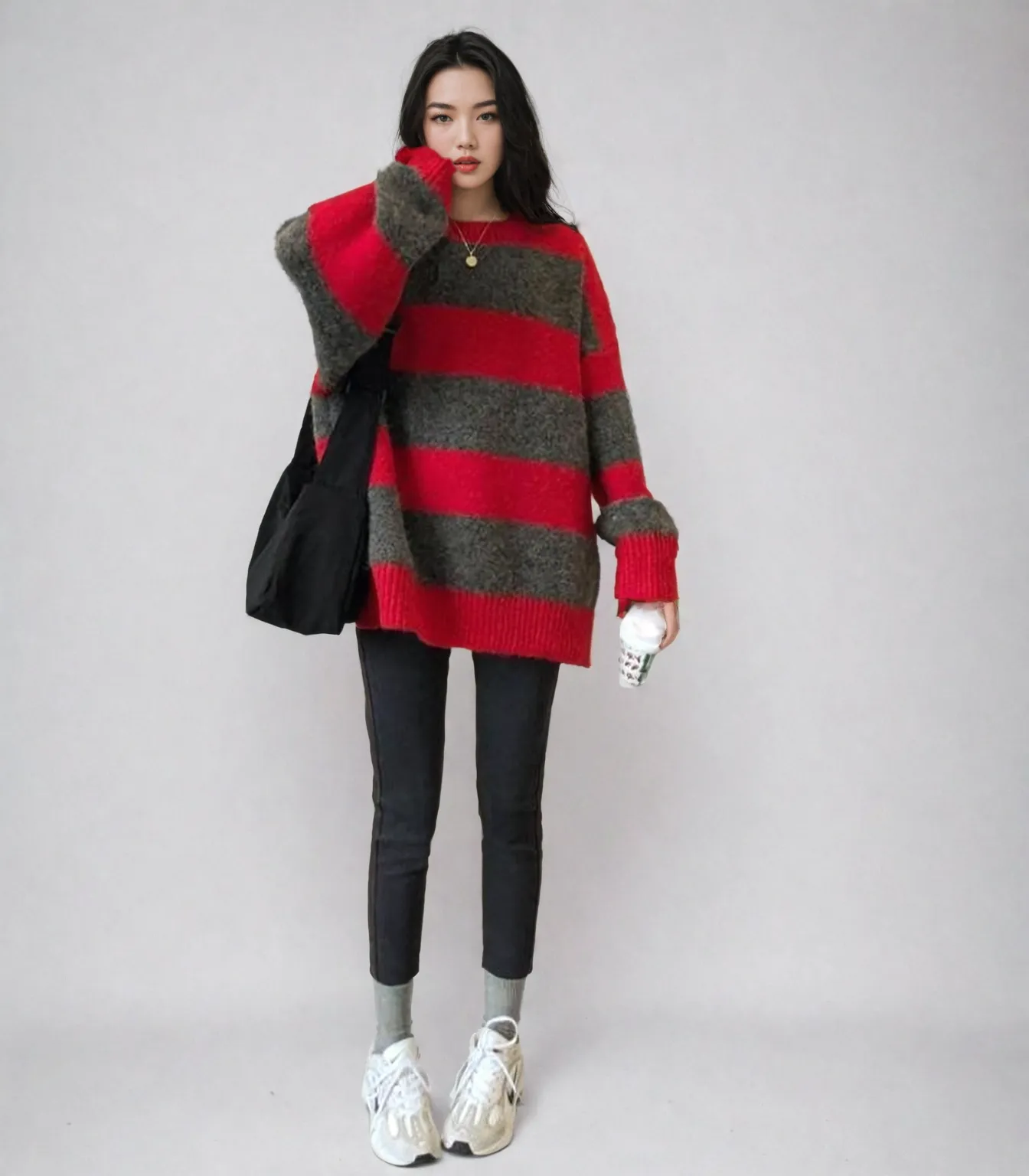 Drop Shoulder Striped Sweater