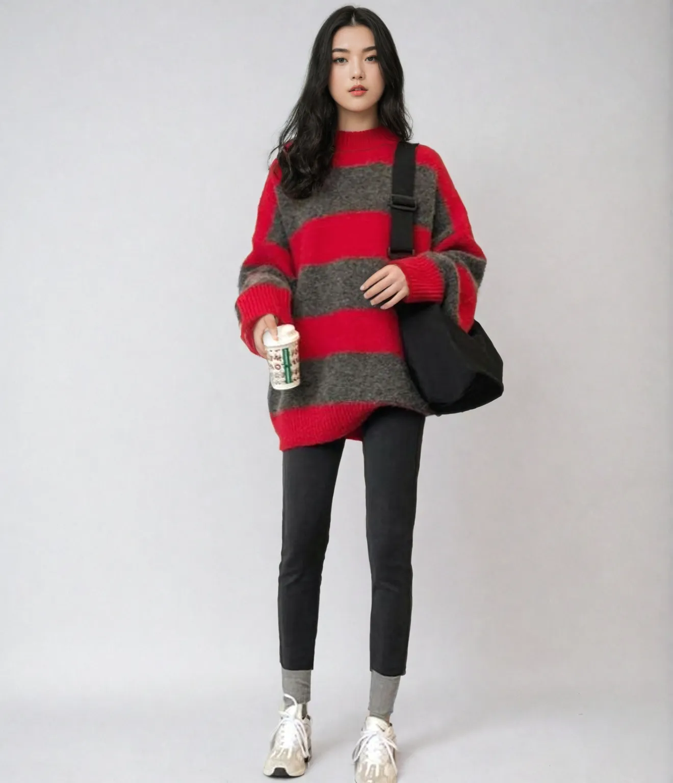 Drop Shoulder Striped Sweater