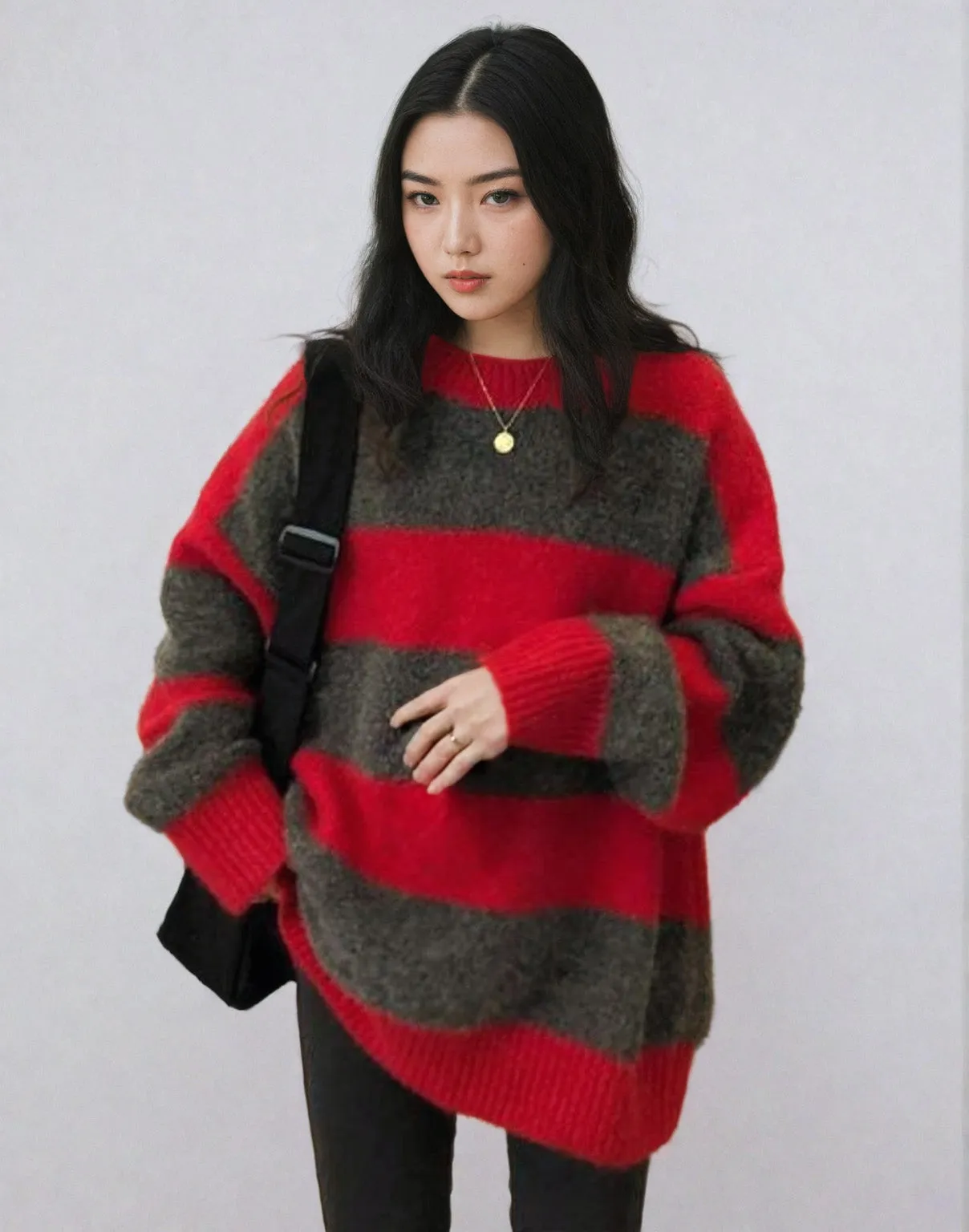 Drop Shoulder Striped Sweater