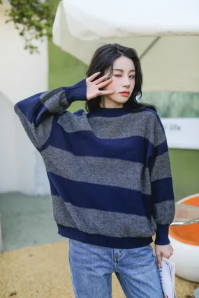 Drop Shoulder Striped Sweater