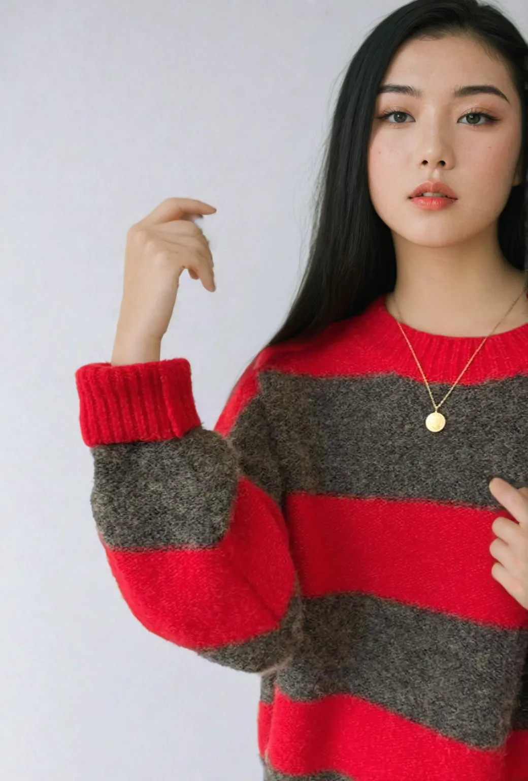 Drop Shoulder Striped Sweater