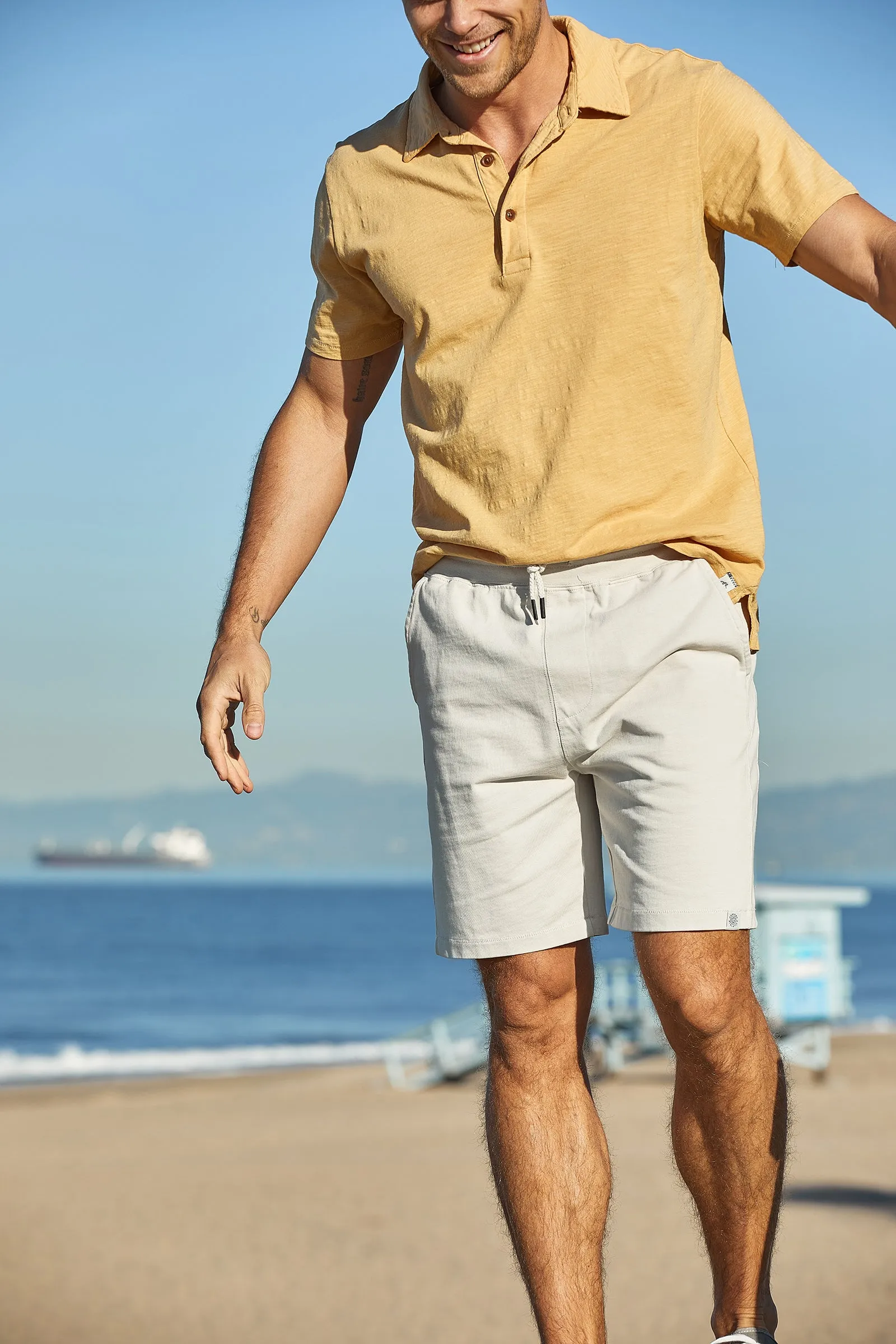 Elevated Compact Jersey Shorts - Light Pebble