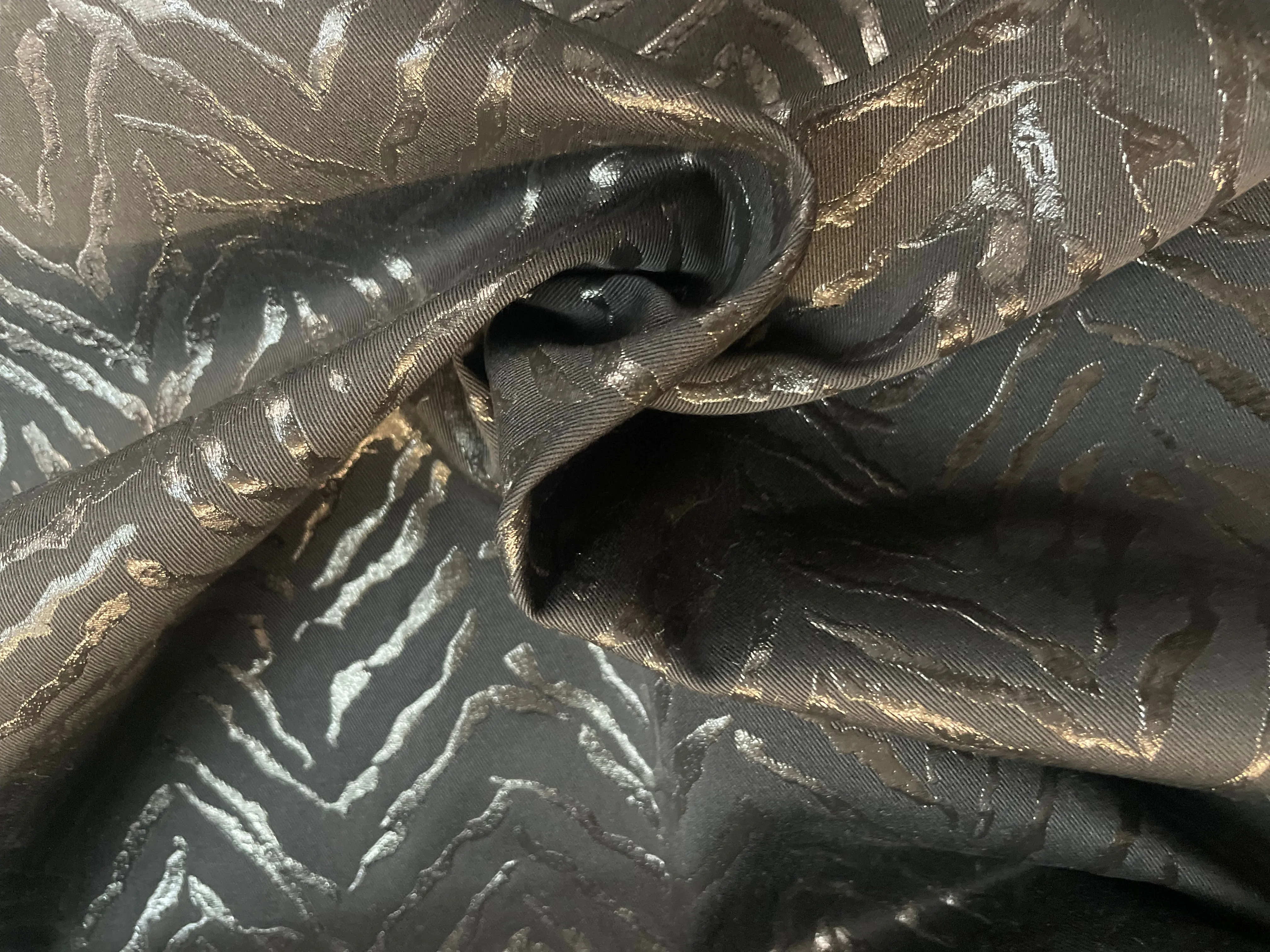 Embossed Cotton Twill - Shiny Black