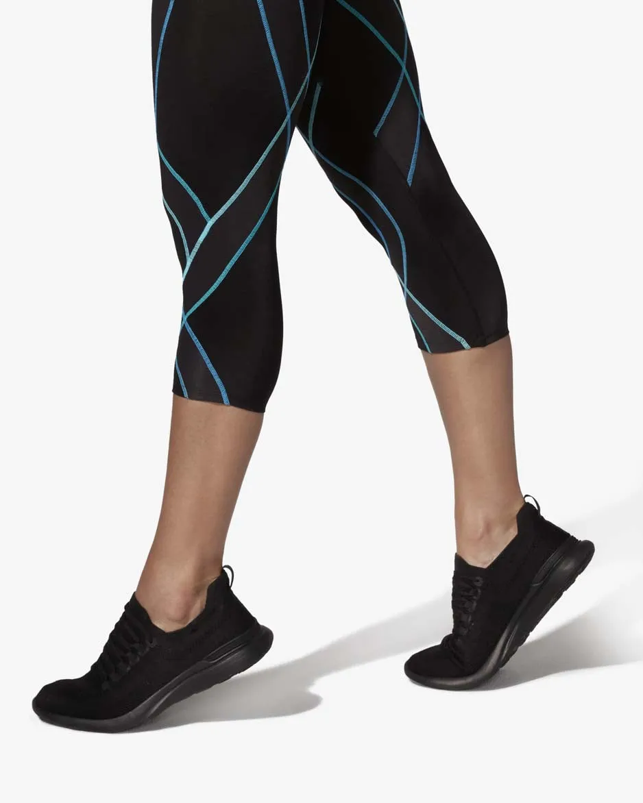 Endurance Generator Joint & Muscle Support 3/4 Compression Tight: Women's Black/Cyan