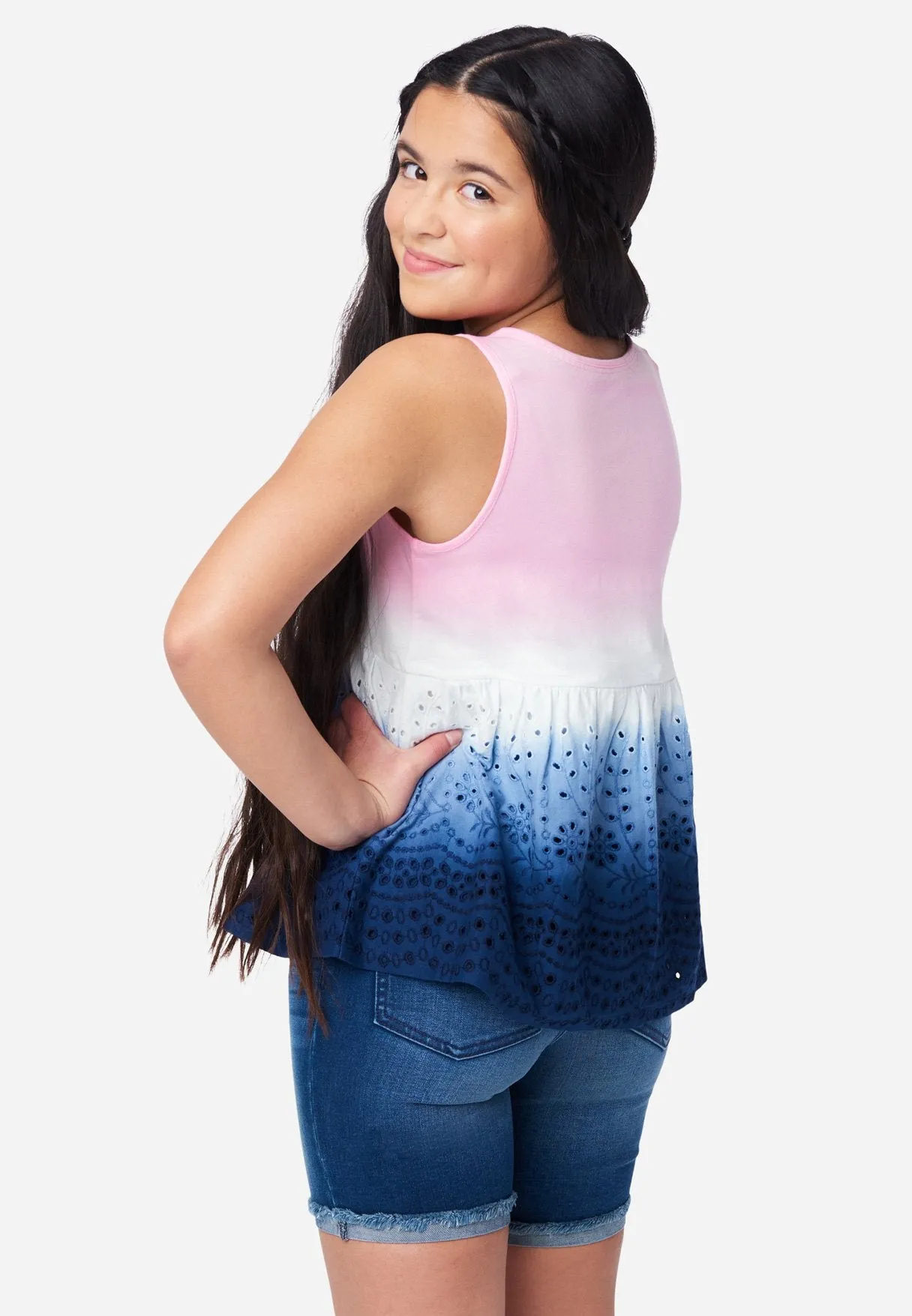 Eyelet Scoop-Neck Tank