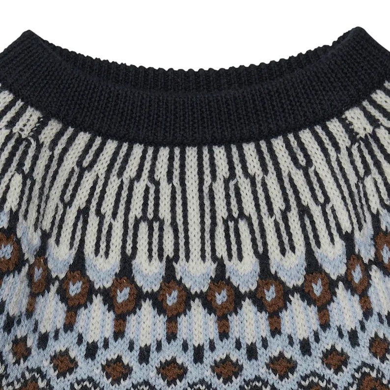 Fair Isle Sweater - 100% Merino - Dark Navy (2-12y)