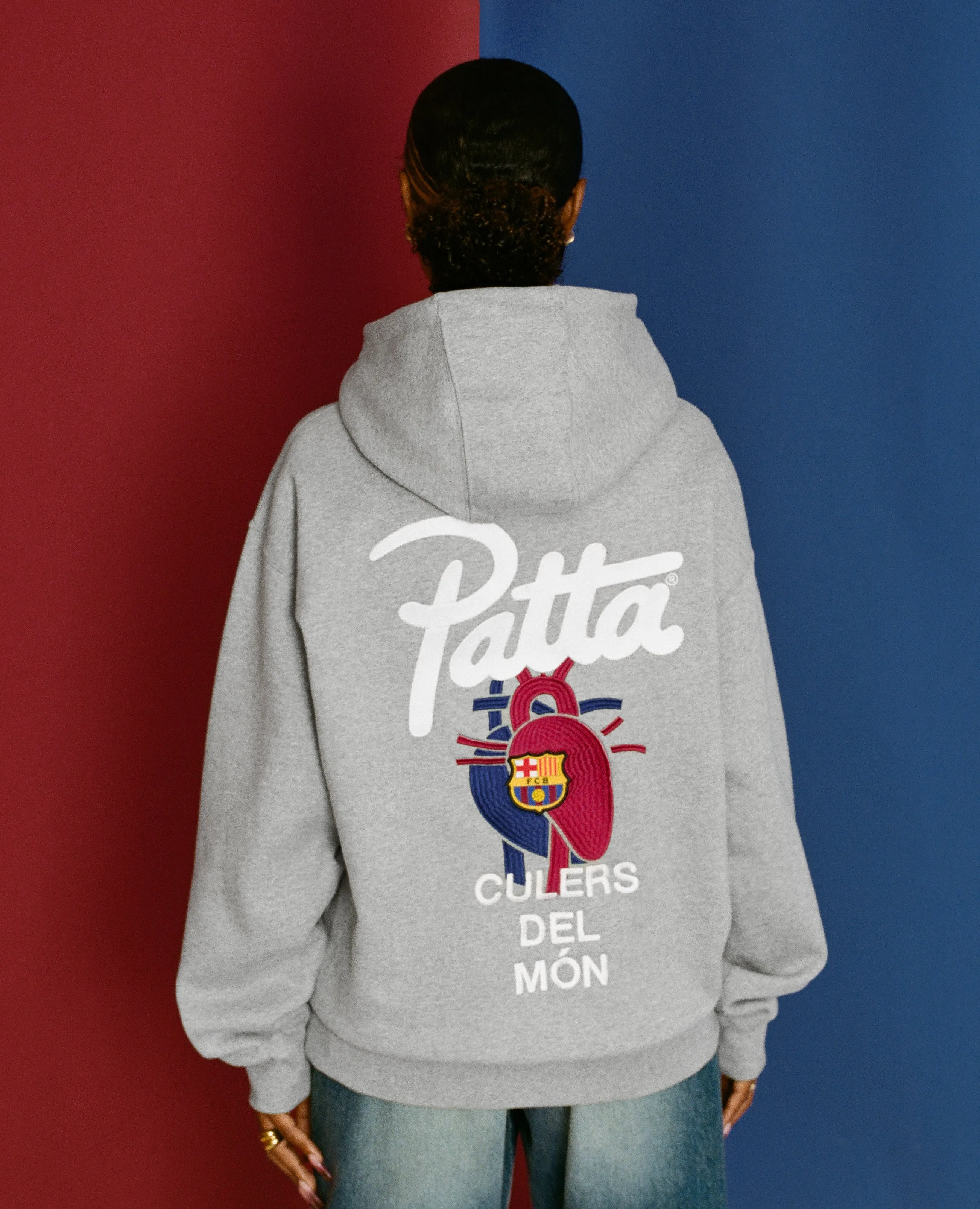 FCB x Patta Culers del Món Hooded Sweater (Dark Grey Heather/Deep Royal Blue)