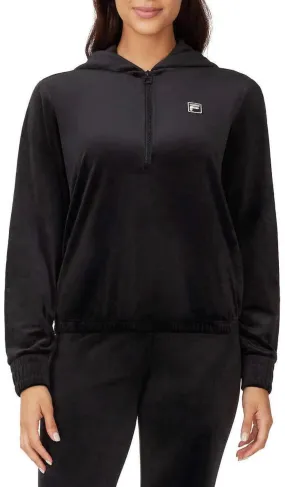 Fila Womens Velour Quarter Zip Hoodie Black XL