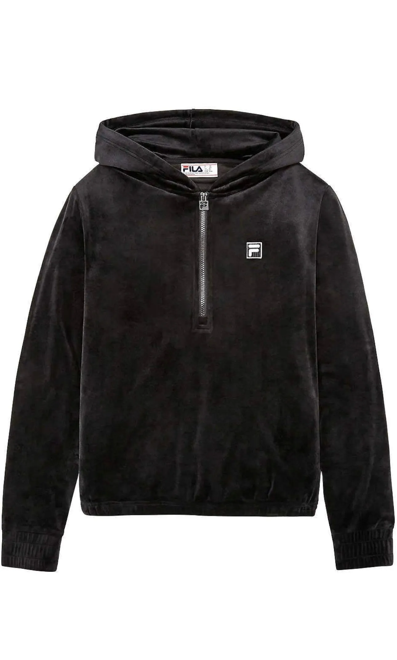 Fila Womens Velour Quarter Zip Hoodie Black XL