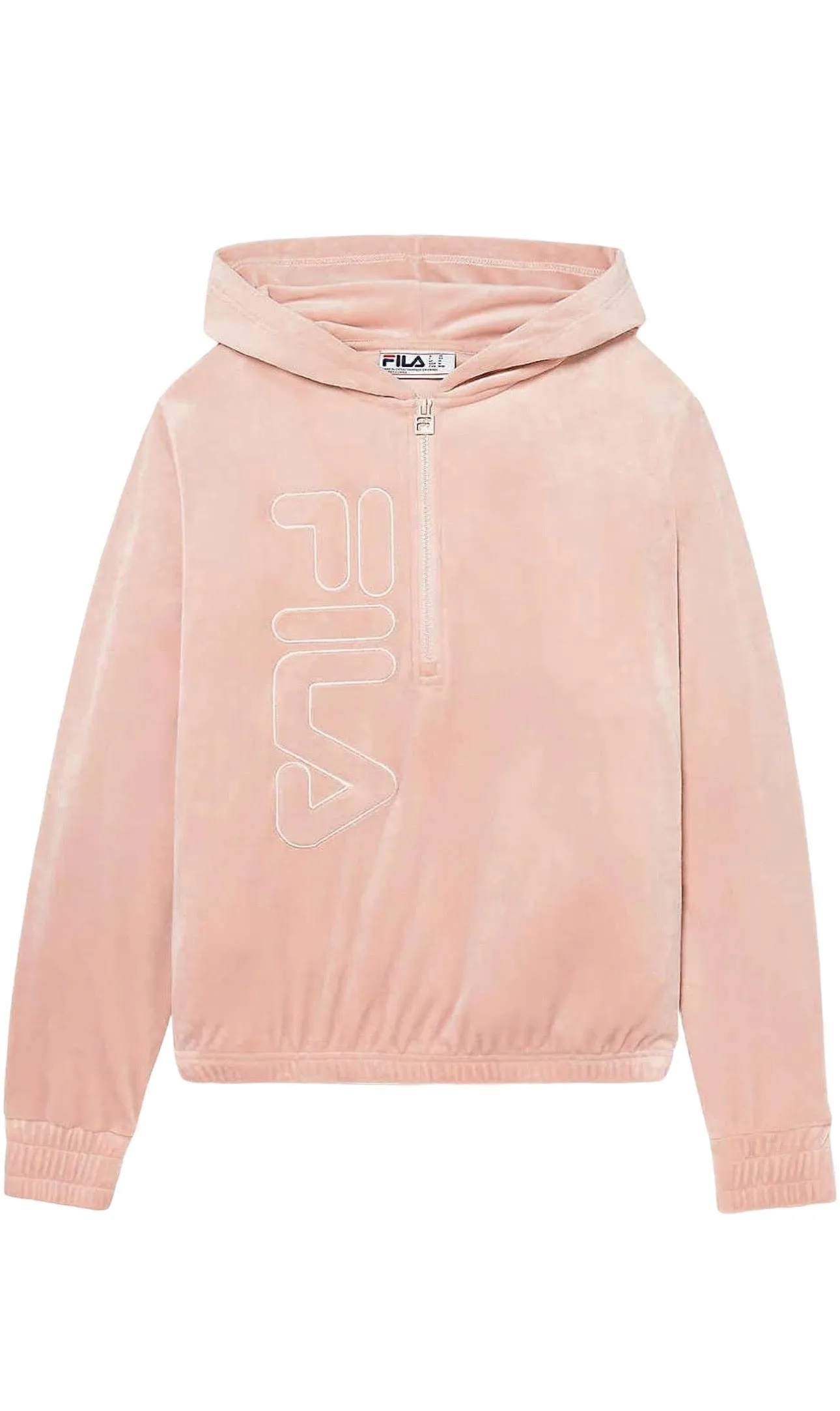 Fila Womens Velour Quarter Zip Hoodie Misty Rose XL