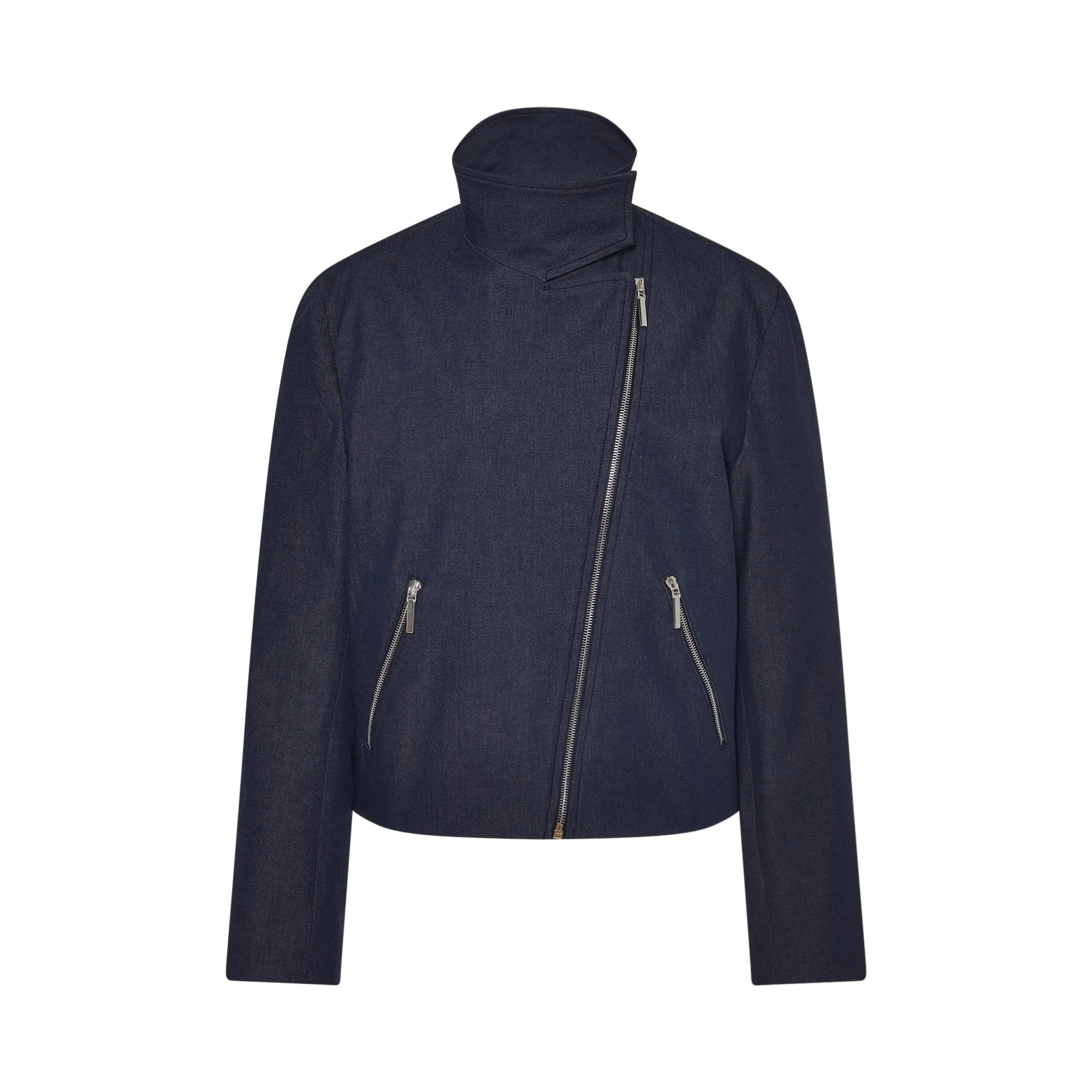 FUNNEL NECK MOTO JACKET - STRETCH TWILL