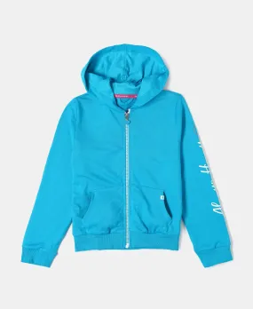 Girl's Super Combed Cotton French Terry Graphic Printed Hoodie Jacket - Sky Dive