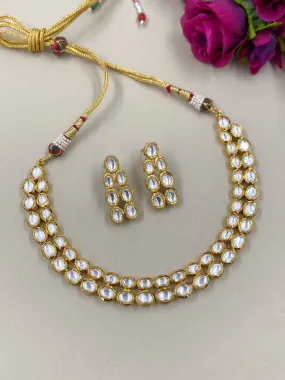 Gold Plated High Quality Vilandi Kundan Necklace Set By Gehna Shop