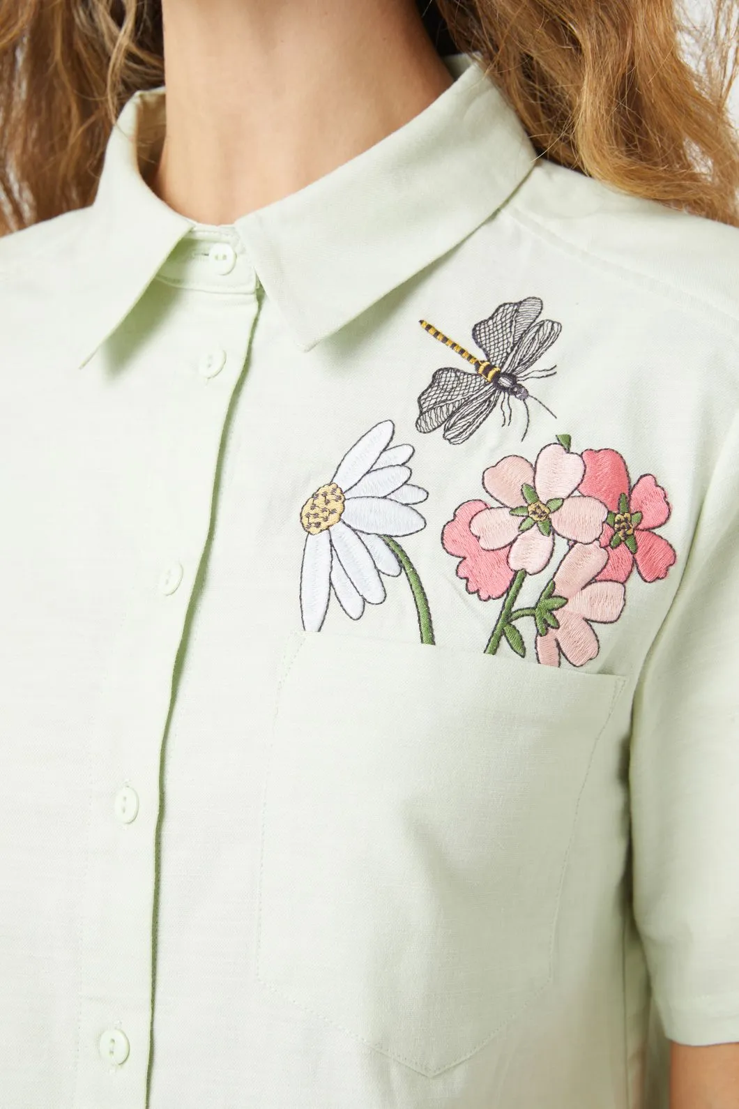 Green Garden Embroidered Shirt