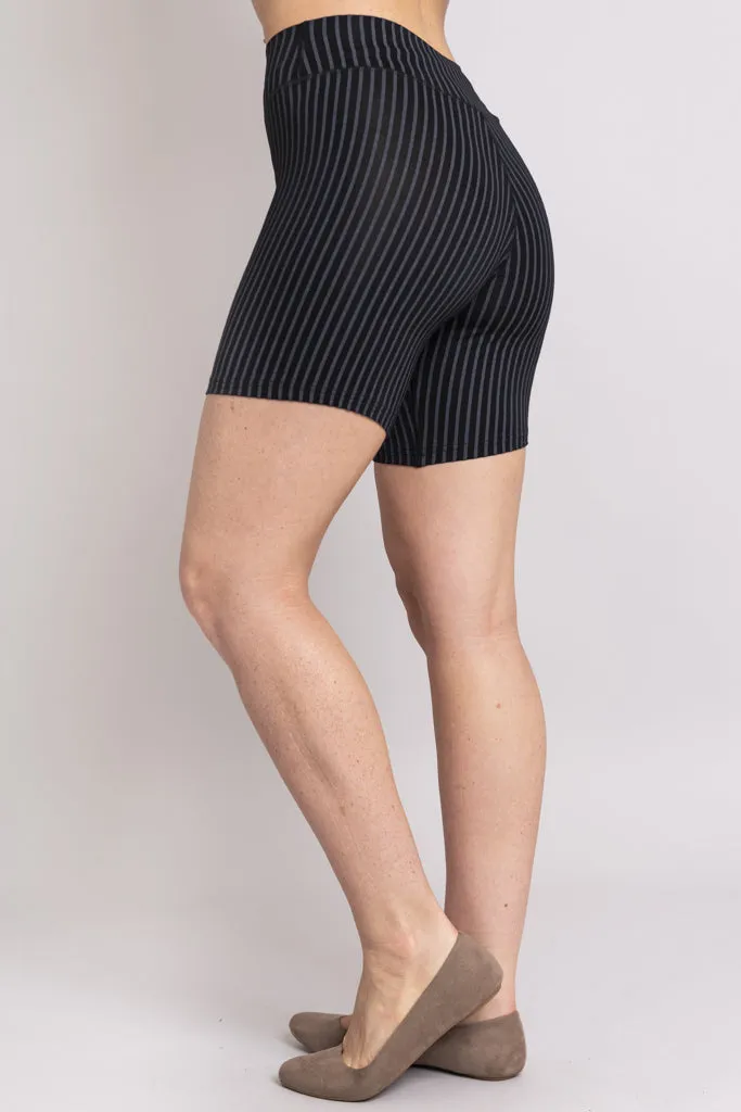 Hallie Shorts, Blk/Grey Stripe, Bamboo