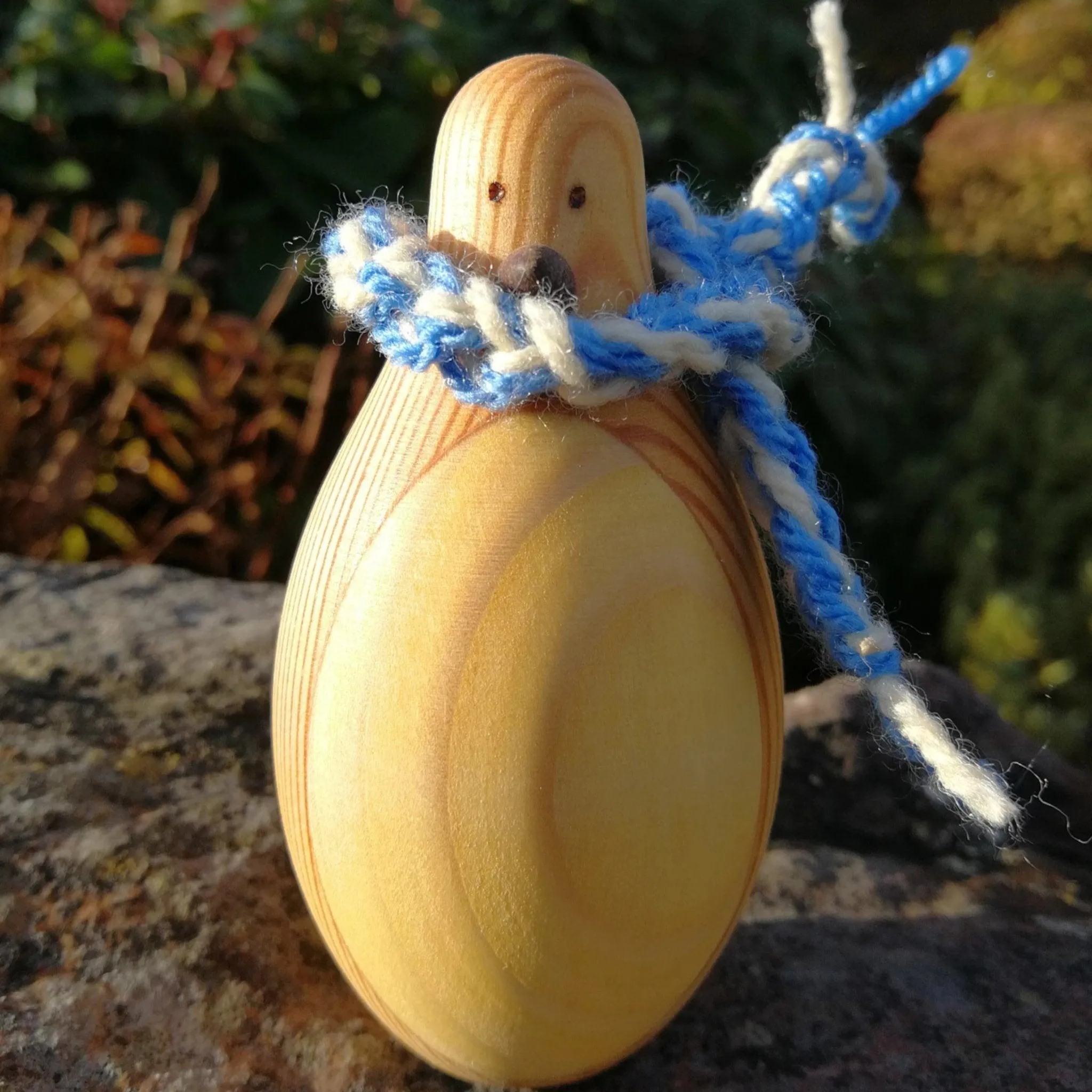 Hand Carved Hipster Penguin Wearing Scarf