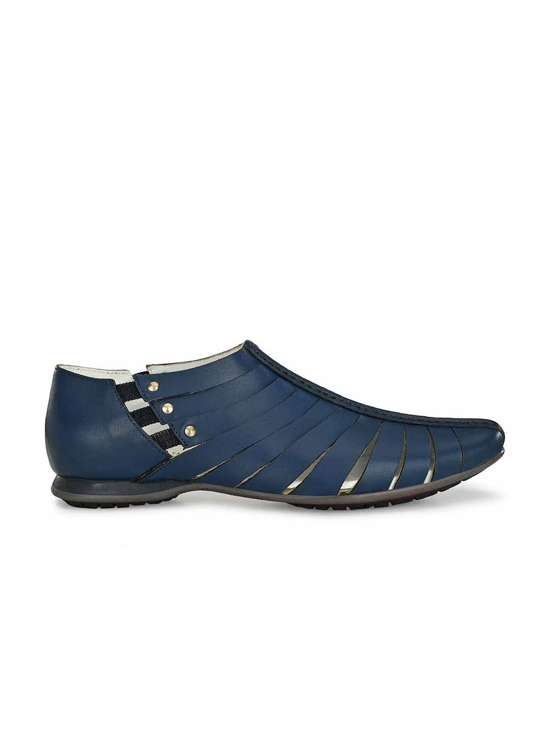 Hitz Men's Blue Leather Slip-On Shoes