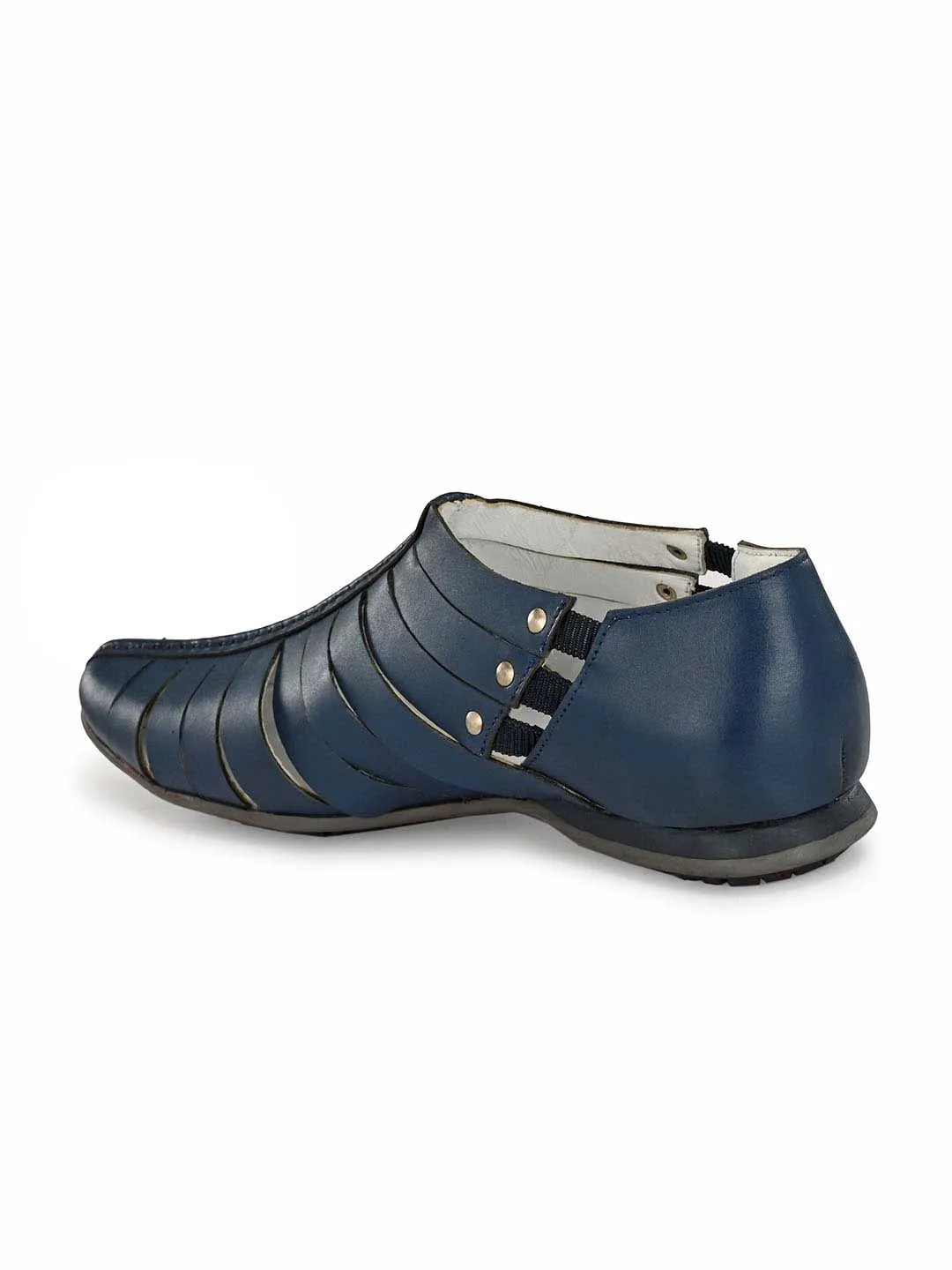 Hitz Men's Blue Leather Slip-On Shoes