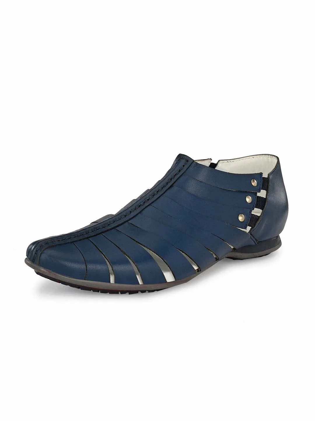 Hitz Men's Blue Leather Slip-On Shoes