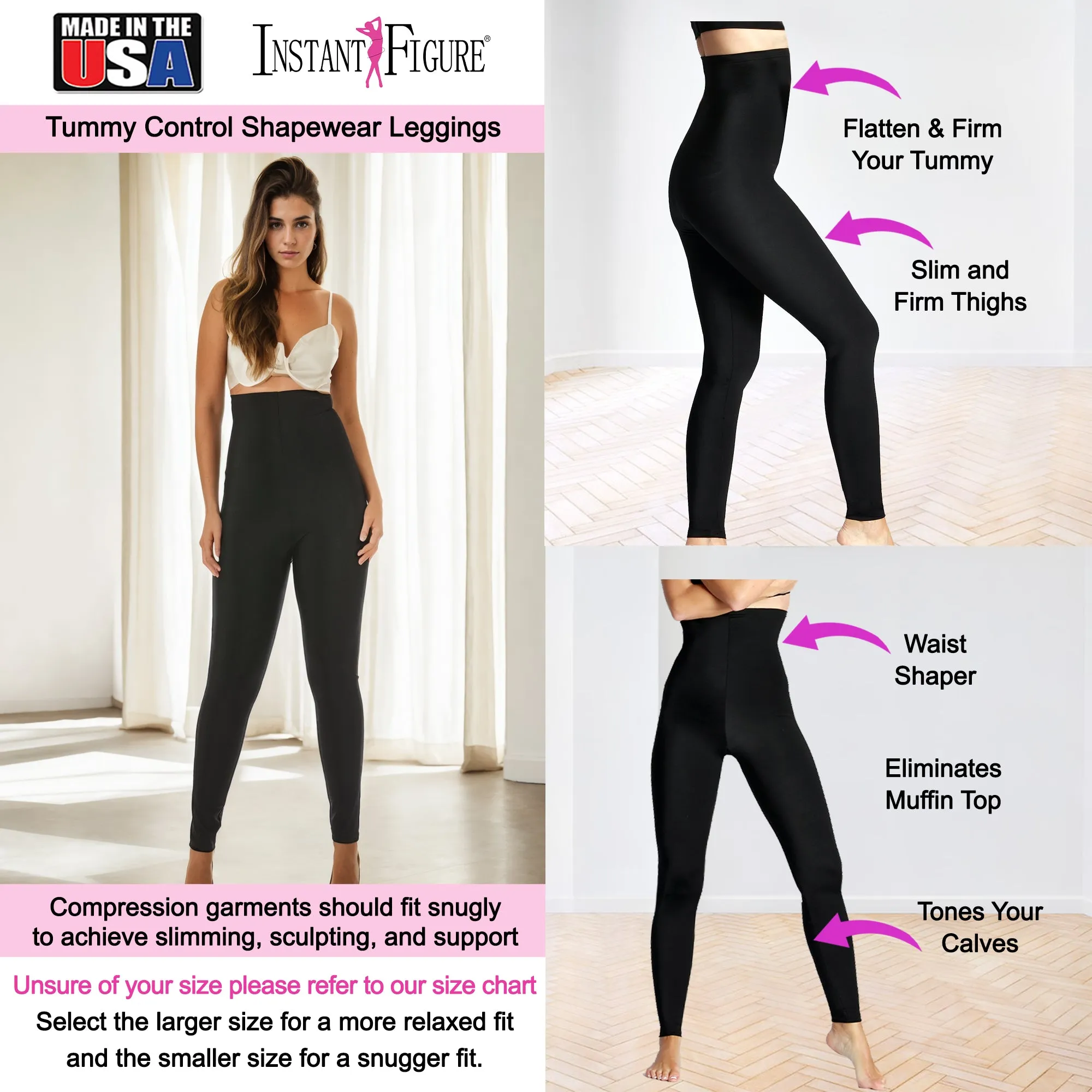 InstantFigure Plus Size Hi-Waist Tummy Control Leggings WP40221C