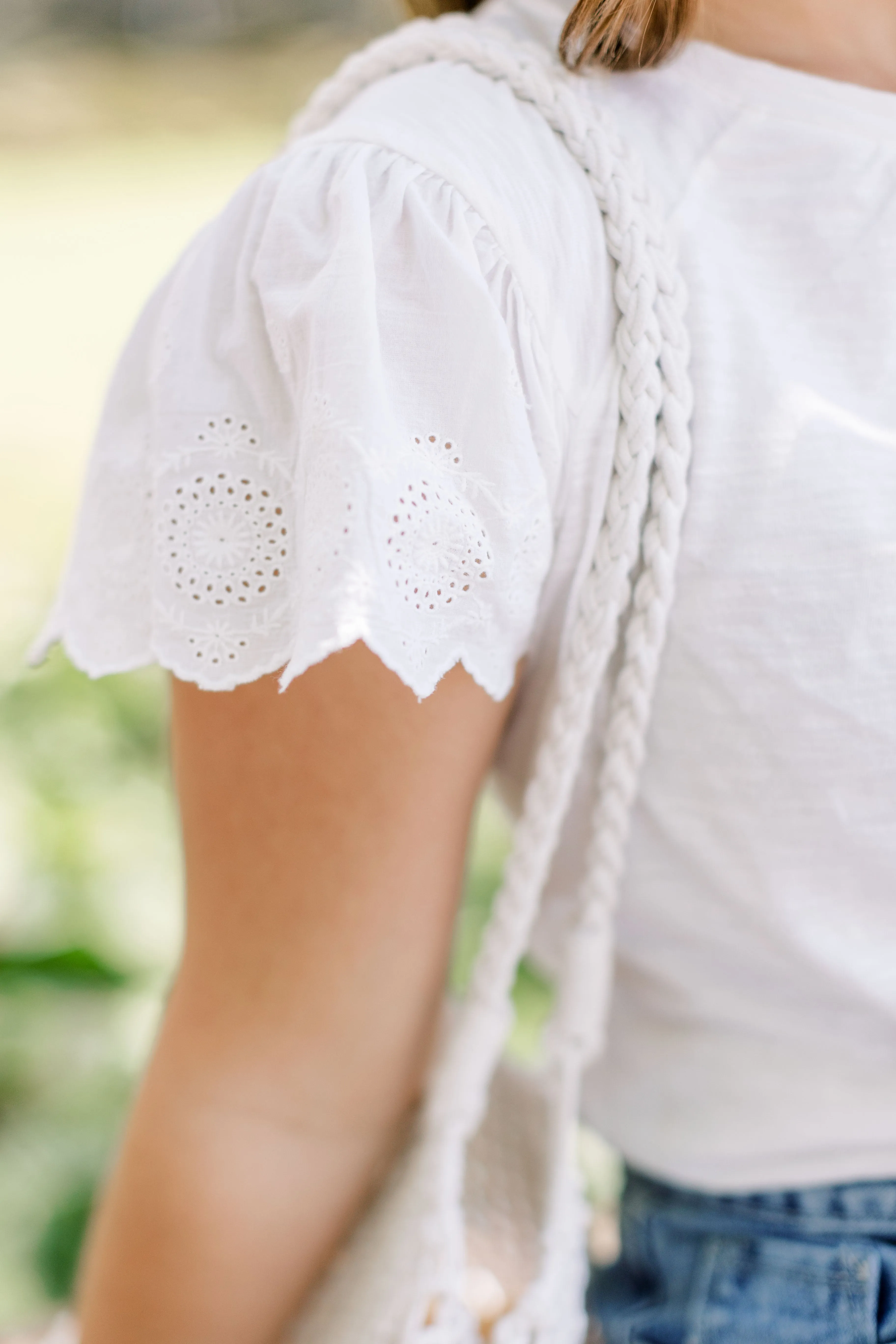 'Jolene' Eyelet Sleeve Cotton Top FINAL SALE