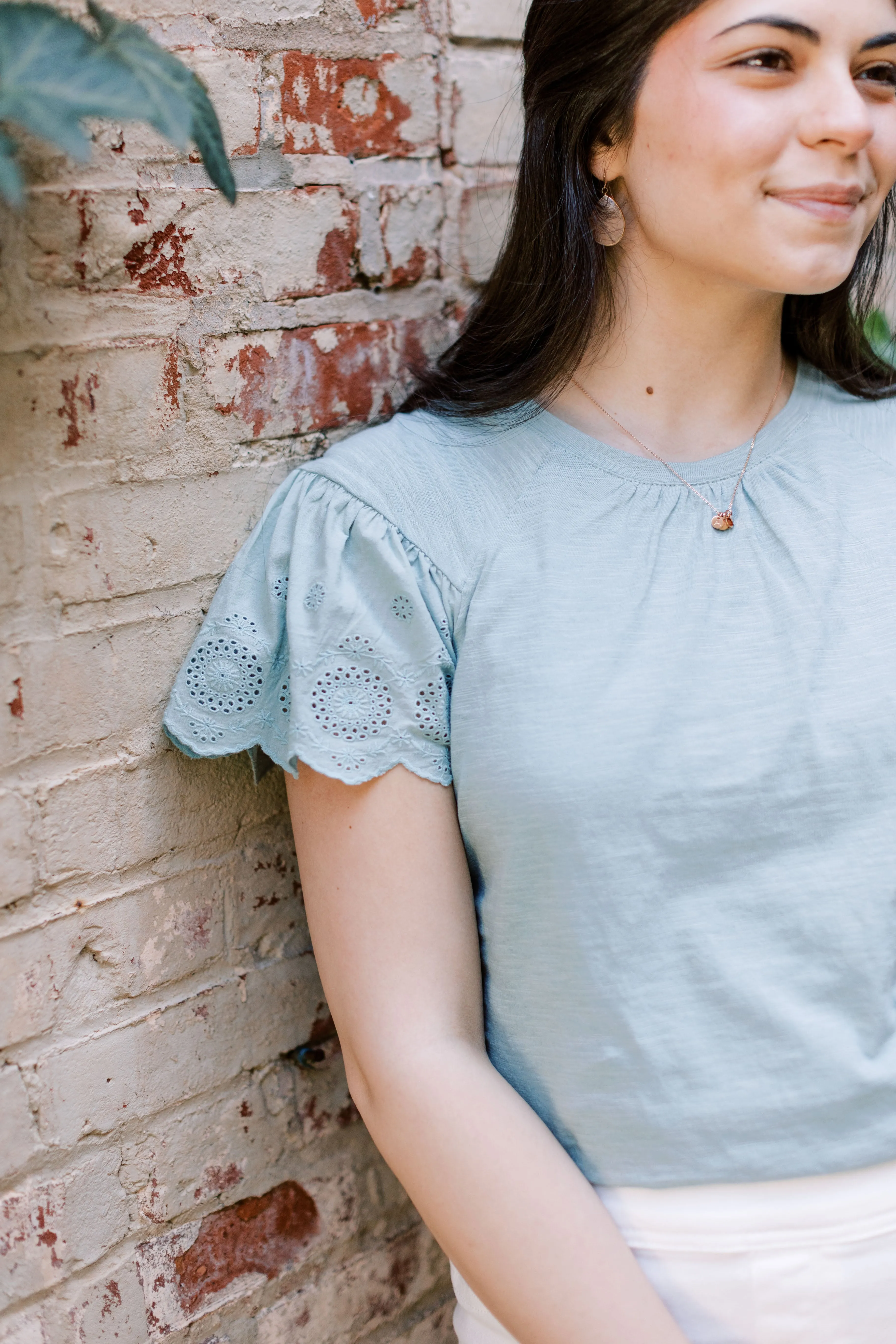 'Jolene' Eyelet Sleeve Cotton Top FINAL SALE