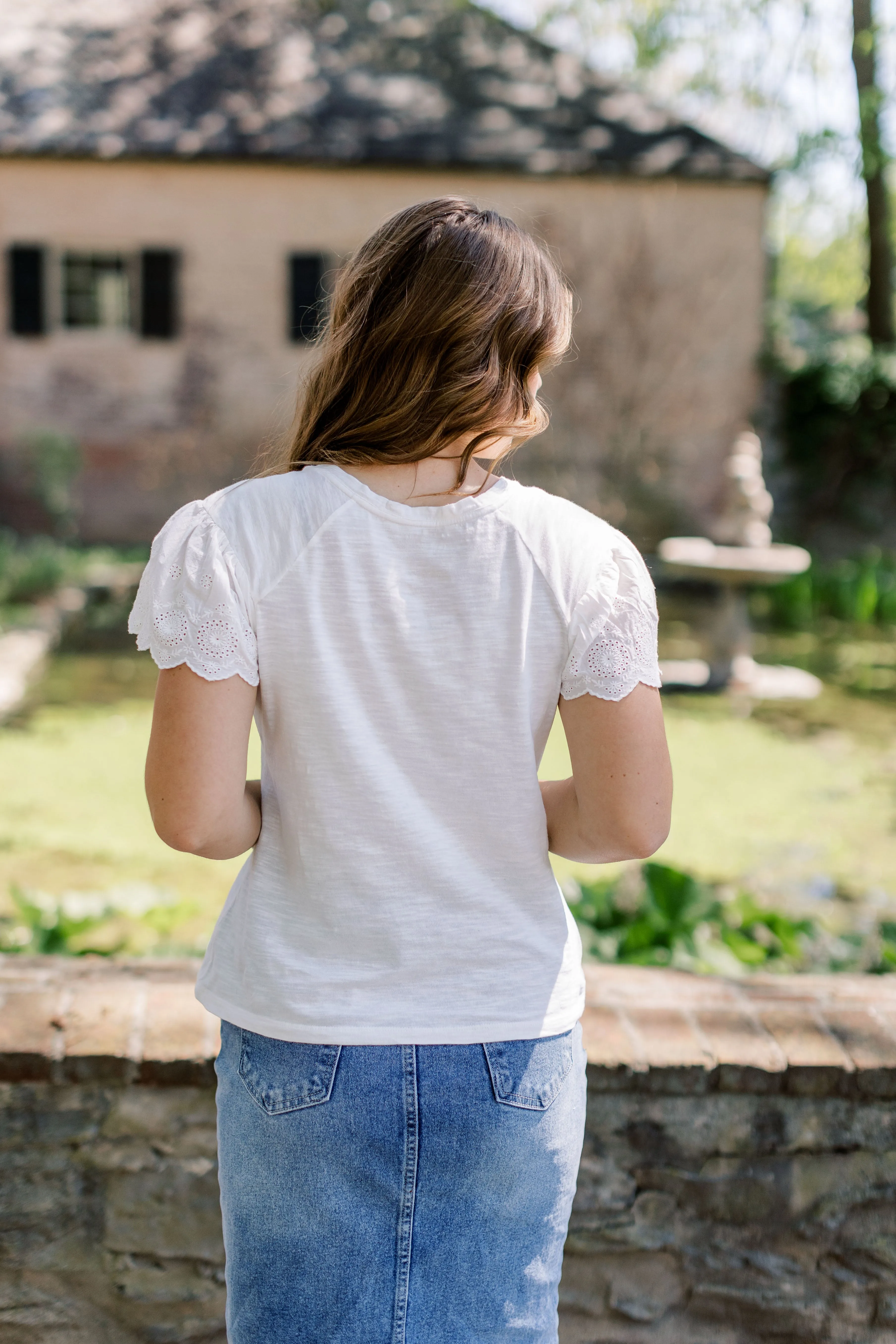 'Jolene' Eyelet Sleeve Cotton Top FINAL SALE