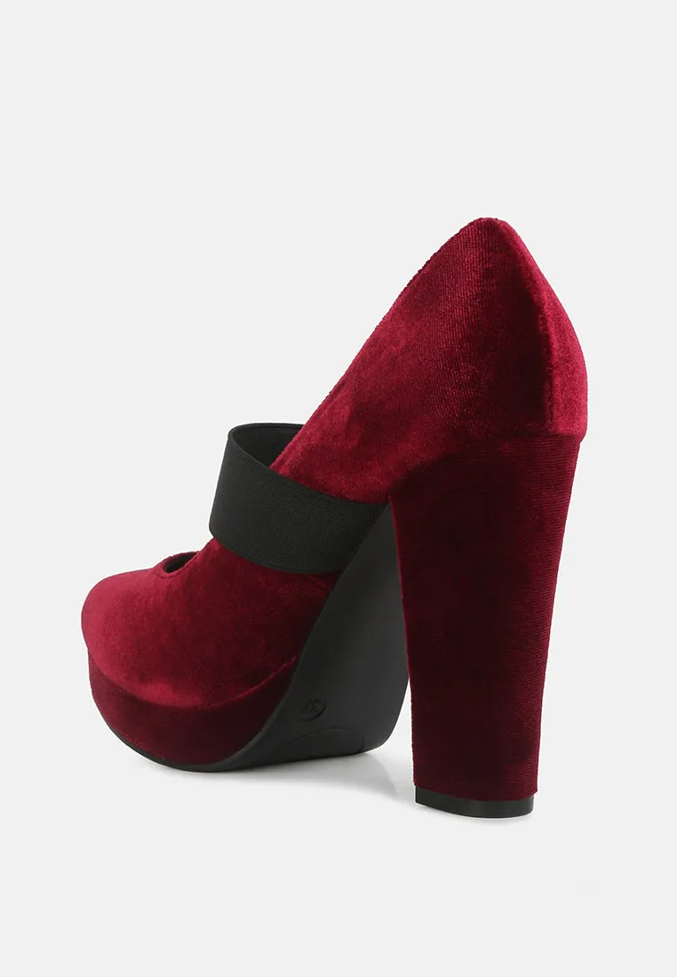 Krause High Block Heel Velvet Pumps