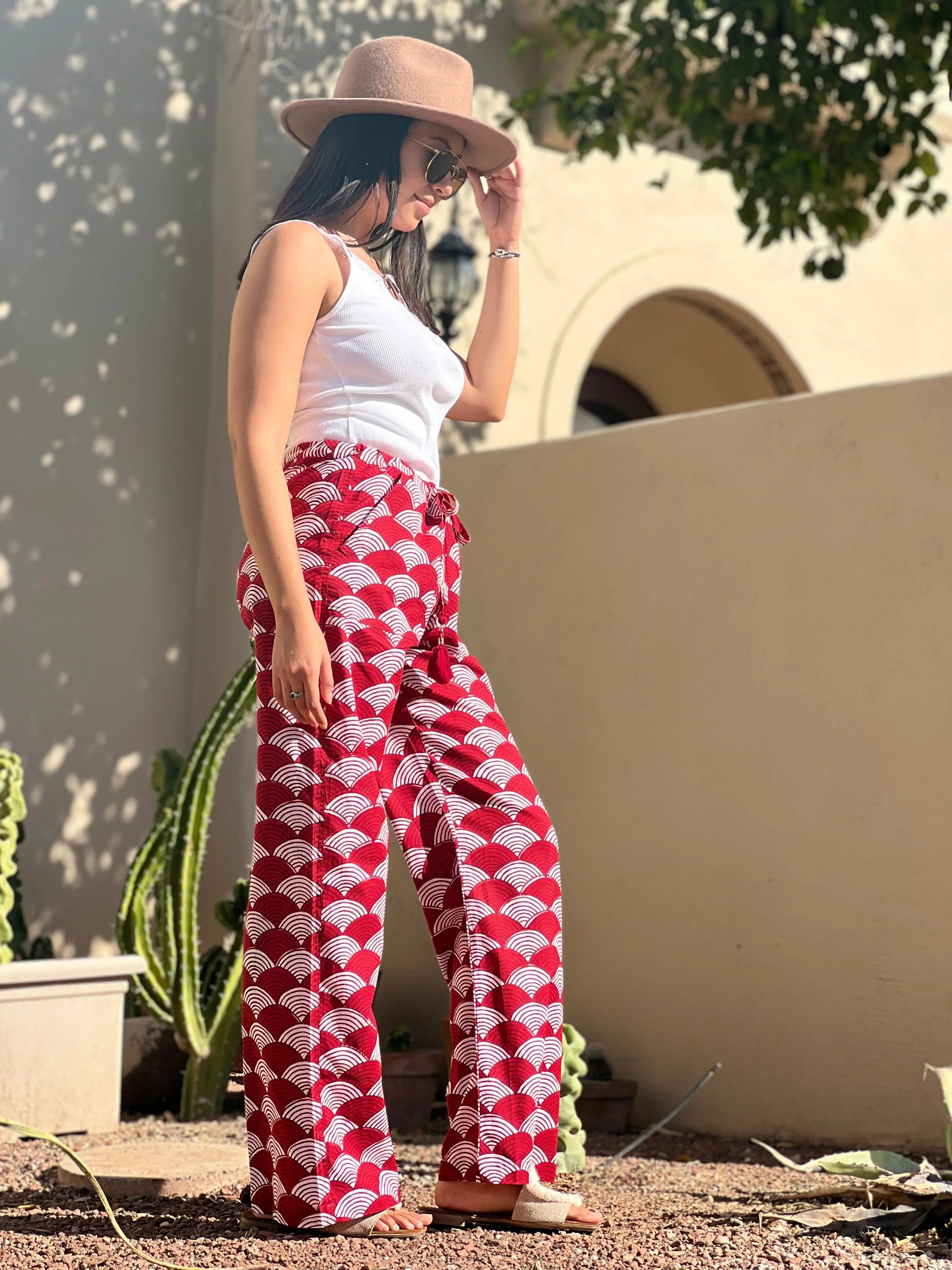 La Scala Red Cotton Lounge Pant FINAL SALE