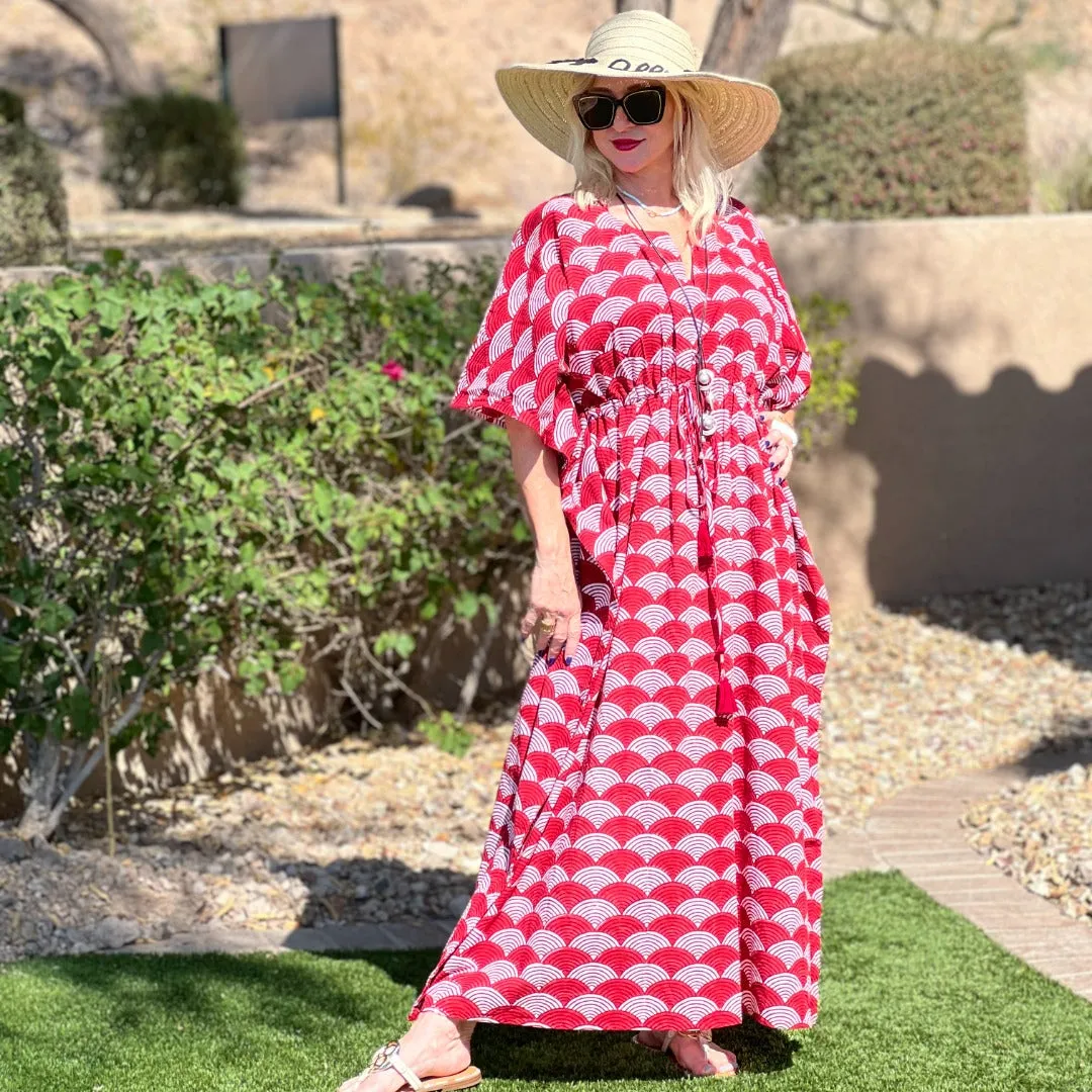 La Scala Red Maxi Kaftan Dress