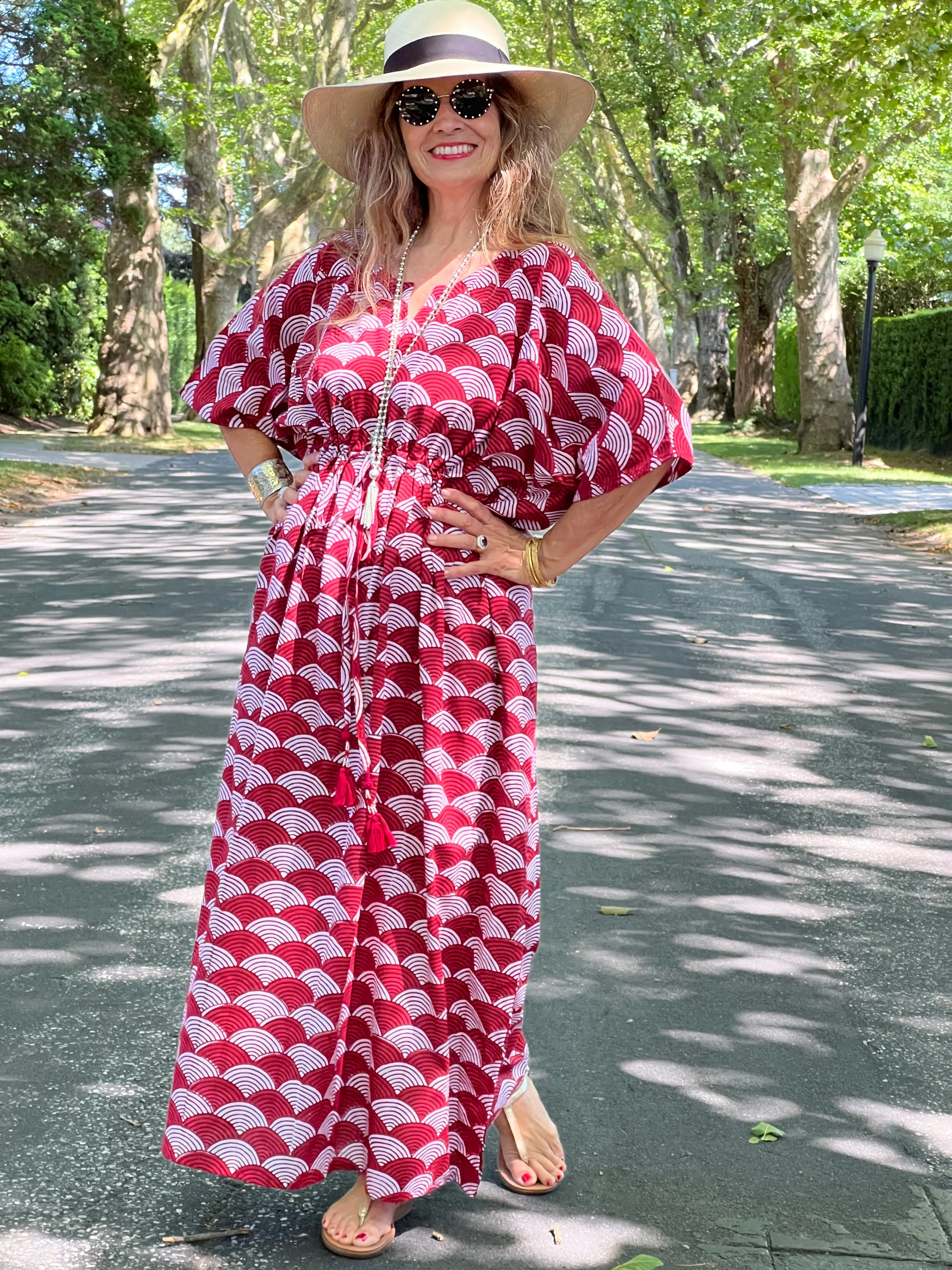 La Scala Red Maxi Kaftan Dress