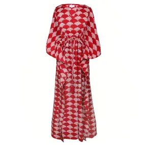 La Scala Red Maxi Kaftan Dress