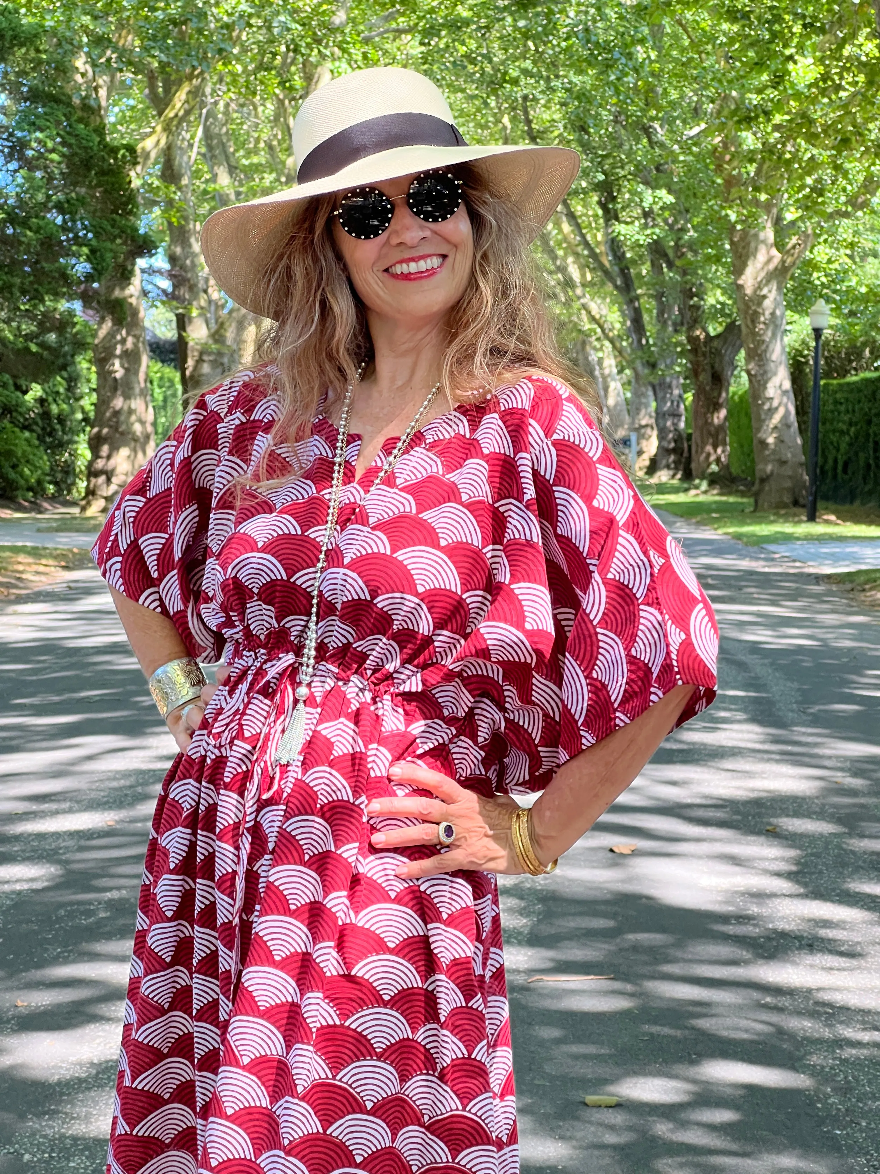 La Scala Red Maxi Kaftan Dress