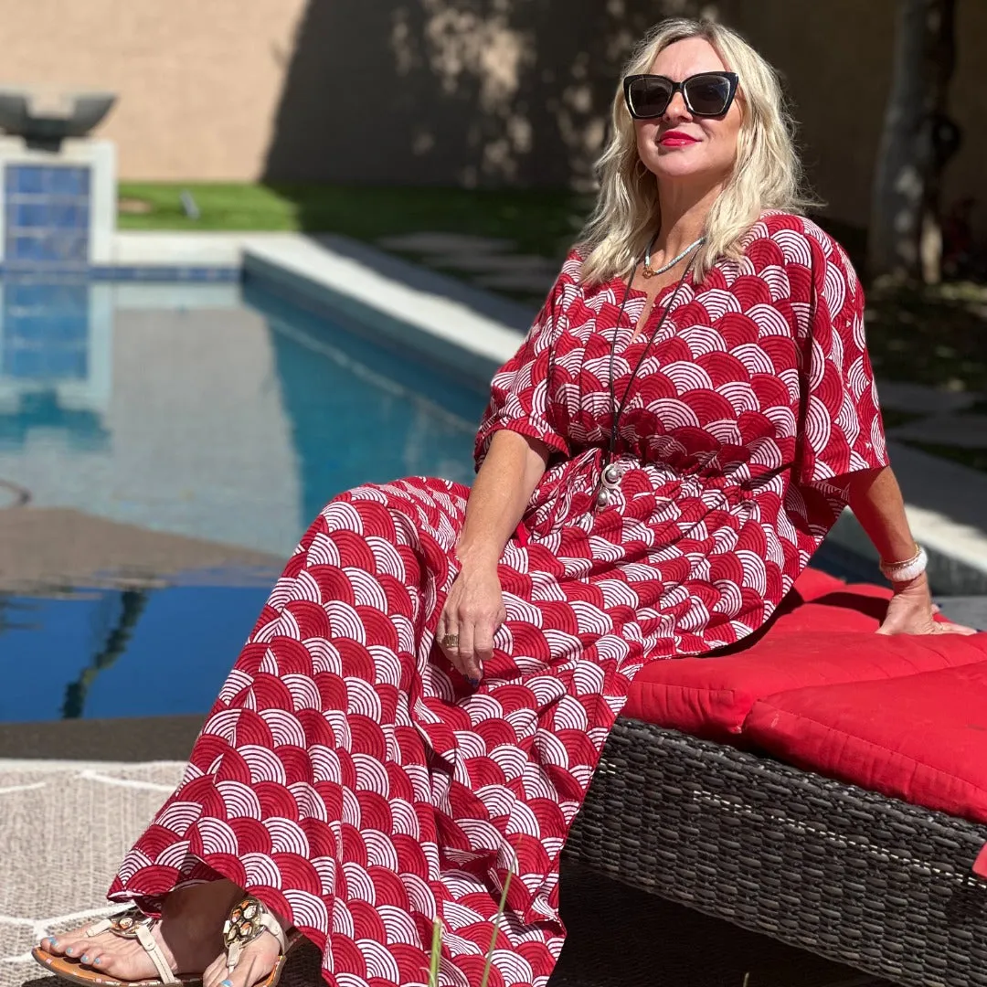 La Scala Red Maxi Kaftan Dress