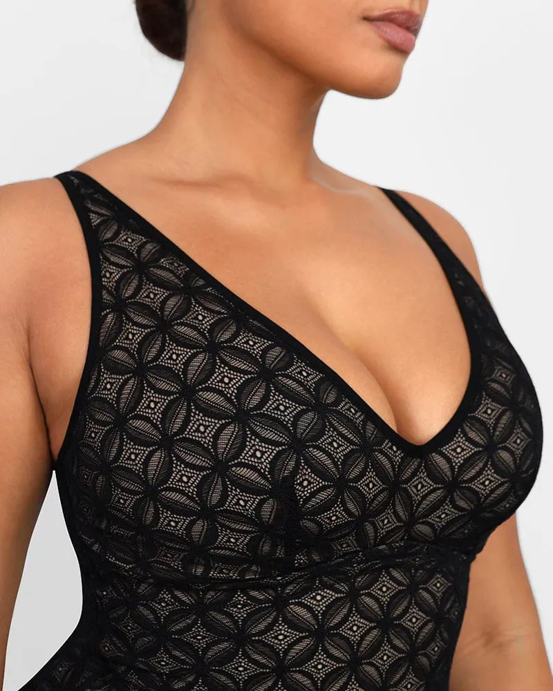 Lace Glamour Geometric Sculpting Bodysuit