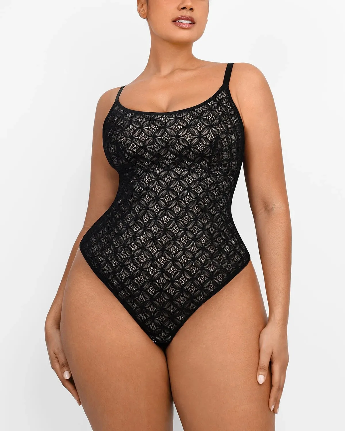 Lace Glamour Geometric Sculpting Bodysuit