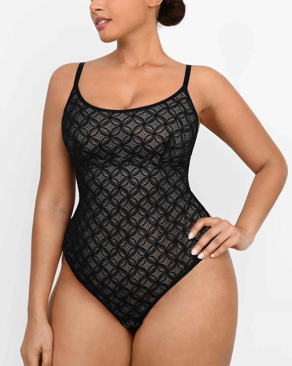 Lace Glamour Geometric Sculpting Bodysuit