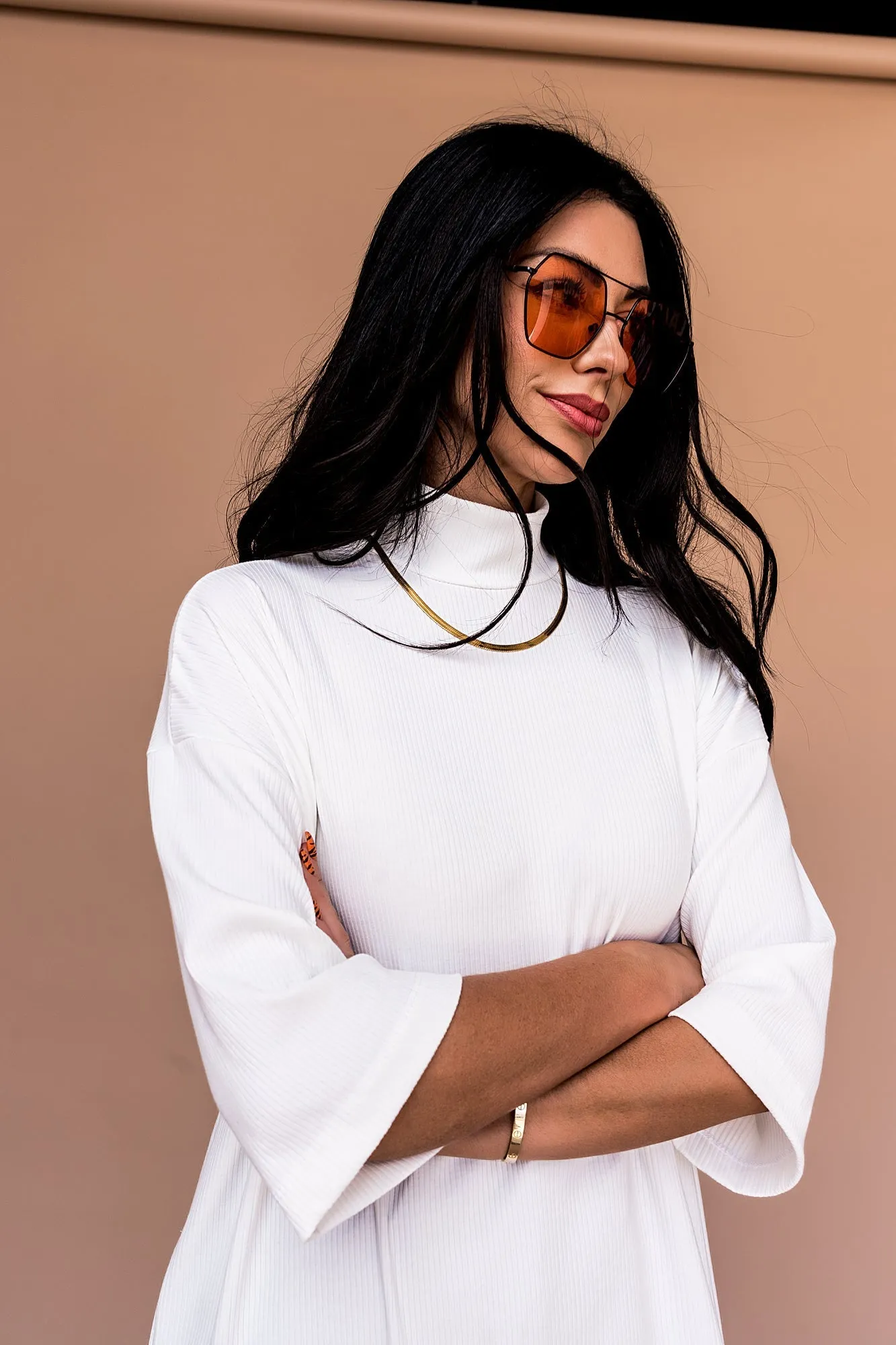 Lala Icon Mock Neck Top in White