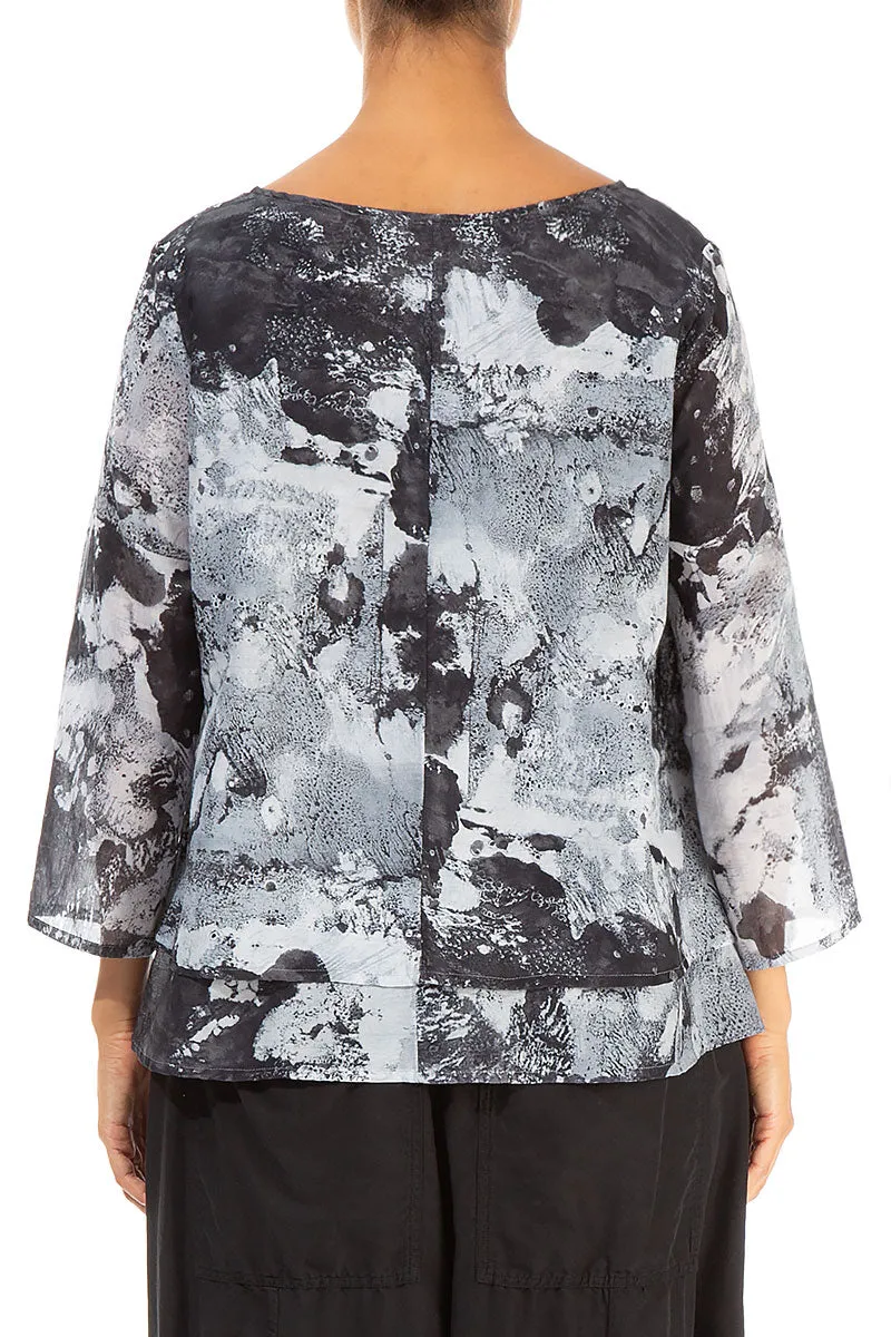 Layered Marble Silk Cotton Blouse