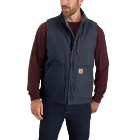 Loose Fit Washed Duck Sherpa-Lined Mock-Neck Vest