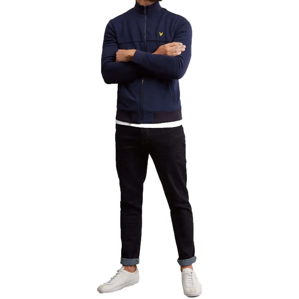 Lyle And Scott Zip Through Jersey Funnel Neck Sweatshirt - Navy