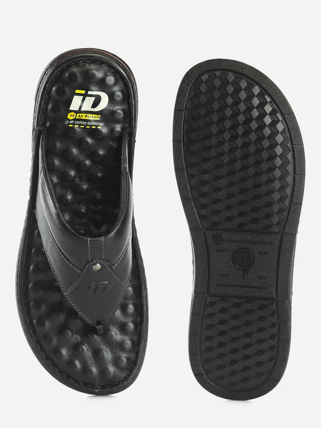 Men's Black 56 Air Pocket Footbed Thong Sandal (ID4164)