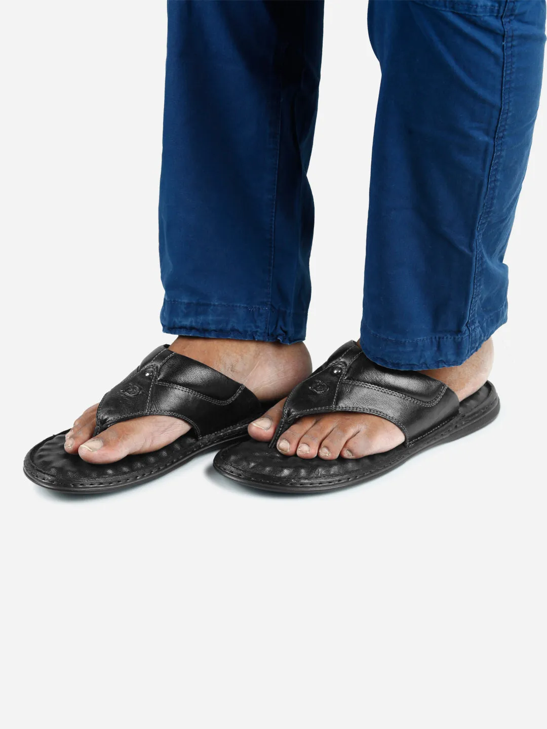 Men's Black 56 Air Pocket Footbed Thong Sandal (ID4164)