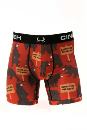 MEN'S CINCH 6" BEARS BOXER BRIEFS - RED