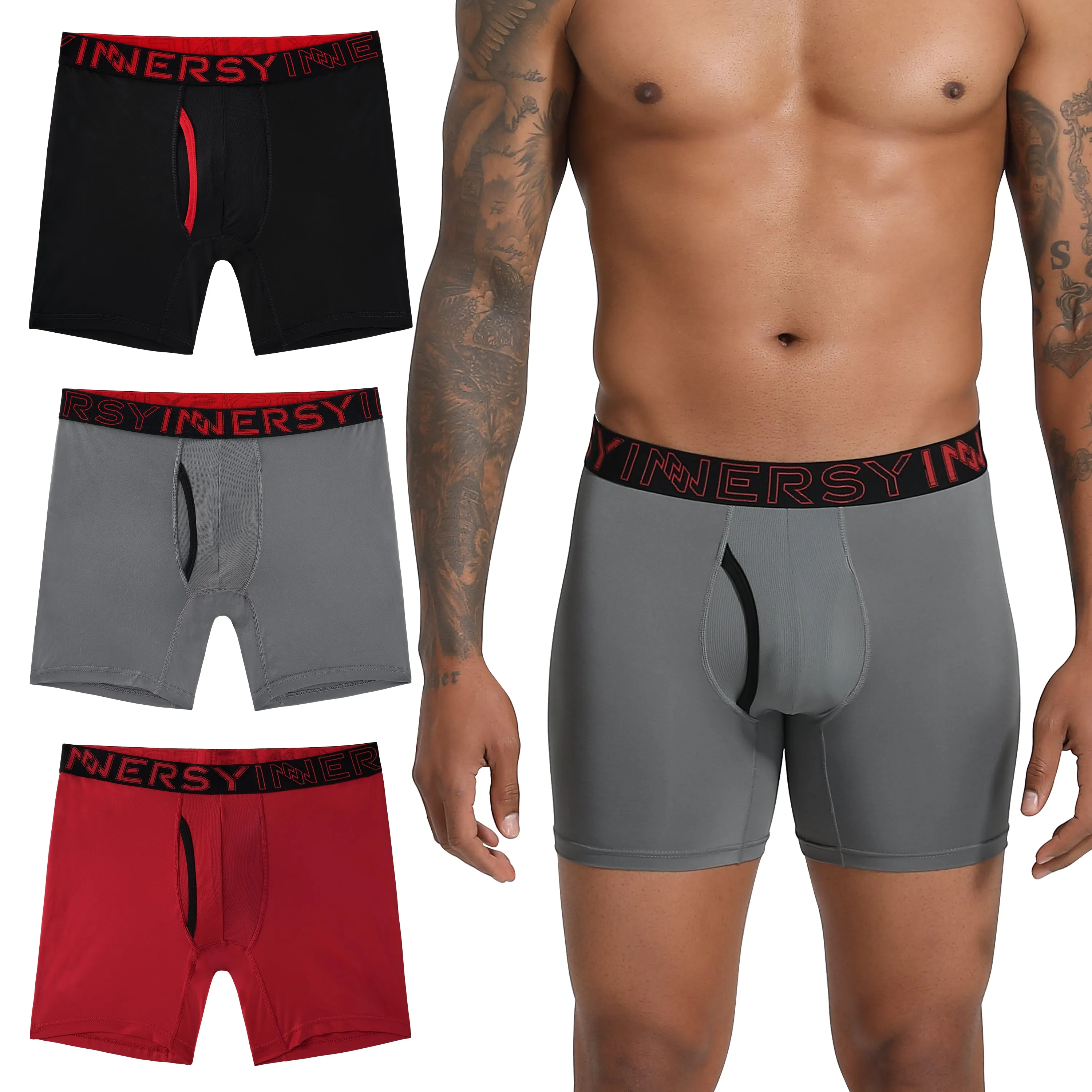 Men's Quick Dry Boxer Briefs for Travel&Workout 3-Pack