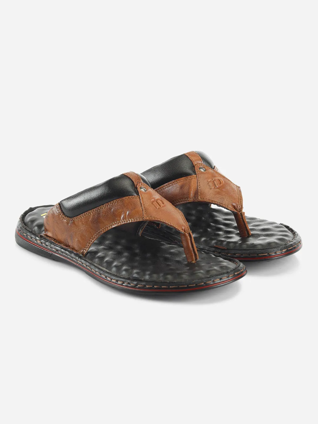 Men's Tan 56 Air Pocket Footbed Thong Sandal (ID4164)