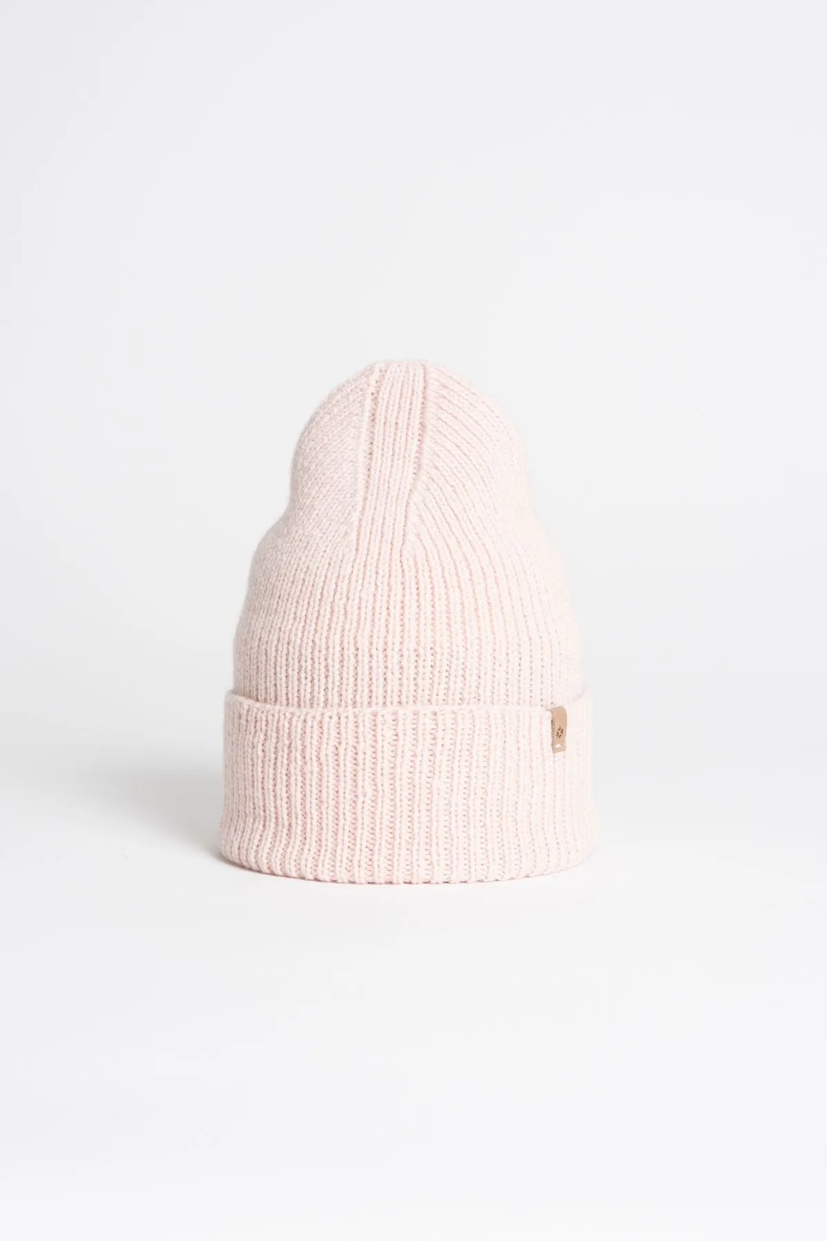 Merino Handknit Rib Hat in Blush Pink