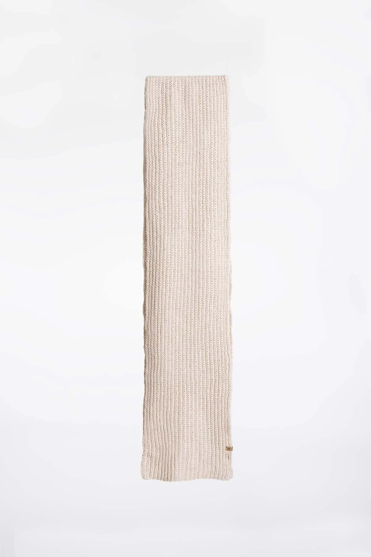 Merino Handknit Rib Scarf in Almond White