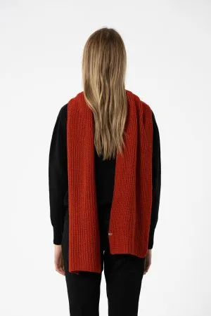 Merino Handknit Rib Scarf in Burnt Orange